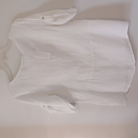 Women's White Top 100% Linen - Picture 5 of 12
